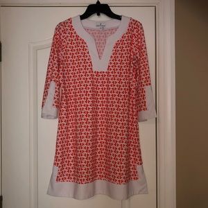 Jude Connally Orange and White Pattered Dress